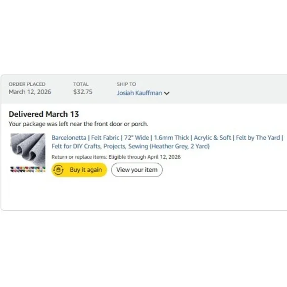 Acrylic Felt Fabric 1.6mm Thick Crafts Sewing Upholstery 72" Wide 2 Yards Red - Picture 2 of 2